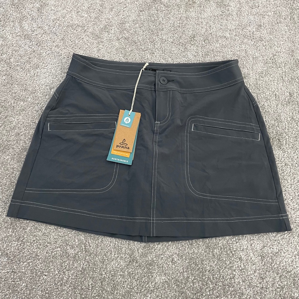 Prana Skort Womens 0 Lena Coal Grey Contrast Stitch Stretch NWT